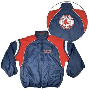 Boston Red Sox Reversible Dugout Jacket M MLB Nylon Fleece Navy Blue Full Zip